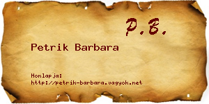 Petrik Barbara névjegykártya